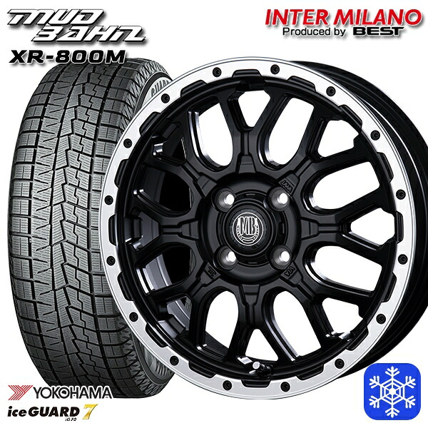 165/55R14 モコ ルークス 数量限定 2022年製 ヨコハマ アイスガード7 IG70 インターミラノ マッドバーン XR-800M MBK/RP 14インチ 4.5J 4H100 新品 スタッドレス1台分4本セット