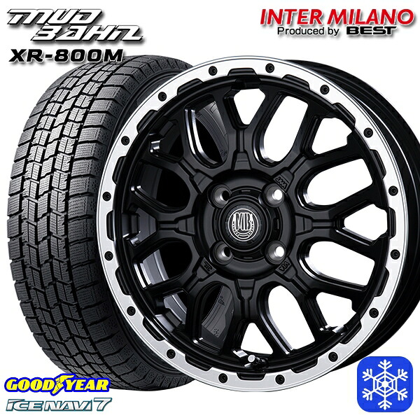 165/55R14 モコ ルークス 2024～2025年製 グッドイヤー アイスナビ7 NAVI7 インターミラノ マッドバーン XR-800M MBK/RP 14インチ 4.5J 4H100 スタッドレスタイヤホイール4本セット｜トレッド新横浜師岡店