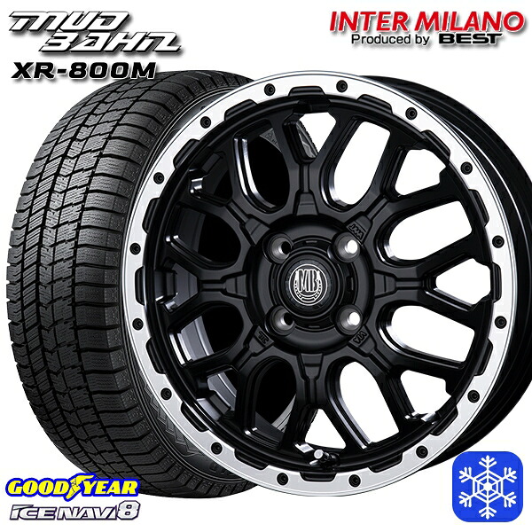 165/60R15 ハスラー ソリオ 2024～2025年製 グッドイヤー アイスナビ8 NAVI8 インターミラノ マッドバーン XR-800M MBK/RP 15インチ 4.5J 4H100 スタッドレスタイヤホイール4本セット｜トレッド新横浜師岡店
