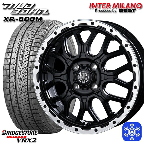 165/65R15 タフト ソリオ 2023~2024年製 ブリヂストン ブリザック VRX2 インターミラノ マッドバーン XR-800M MBK/RP 15インチ 4.5J 4H100 スタッドレスタイヤホイール4本セット|トレッド新横浜師岡店
