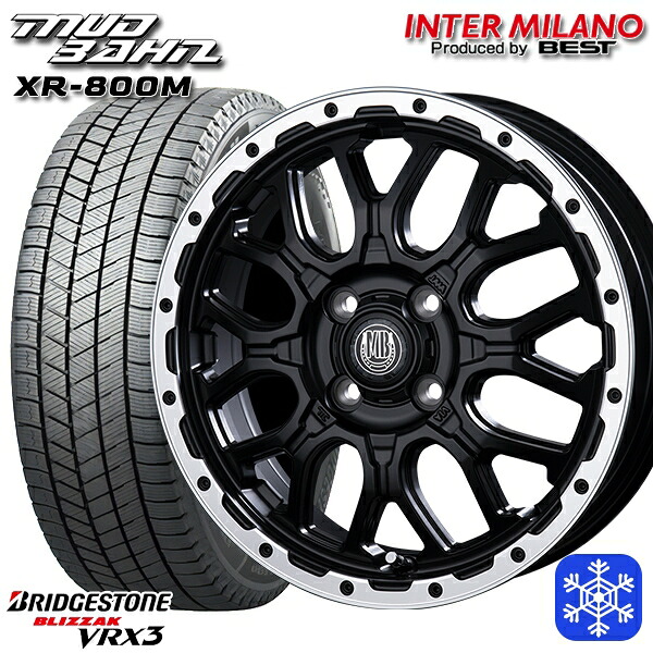 165/60R15 ハスラー ソリオ 2024～2025年製 ブリヂストン ブリザック VRX3 インターミラノ マッドバーン XR-800M MBK/RP 15インチ 4.5J 4H100 新品 スタッドレス1台分4本セット