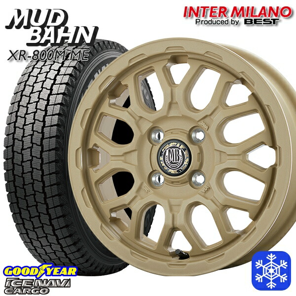145R12 6PR （145/80R12） 2024～2025年製 グッドイヤー アイスナビカーゴ インターミラノ マッドバーン XR-800M ME チッピングベージュ（CBE） 12インチ 4.0J 4H100+42 新品 スタッドレス1台分4本セット