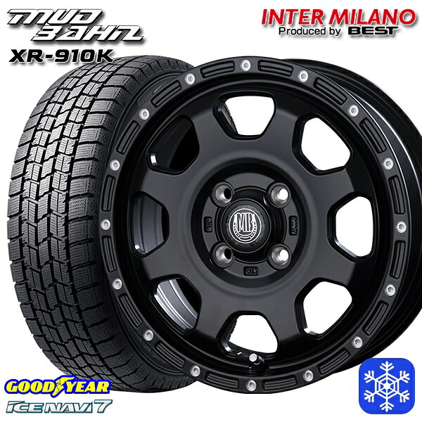 165/55R14 モコ ルークス 2024～2025年製 グッドイヤー アイスナビ7 NAVI7 インターミラノ マッドバーン XR-910K MBK/PP 14インチ 4.5J 4H100 スタッドレスタイヤホイール4本セット｜トレッド新横浜師岡店
