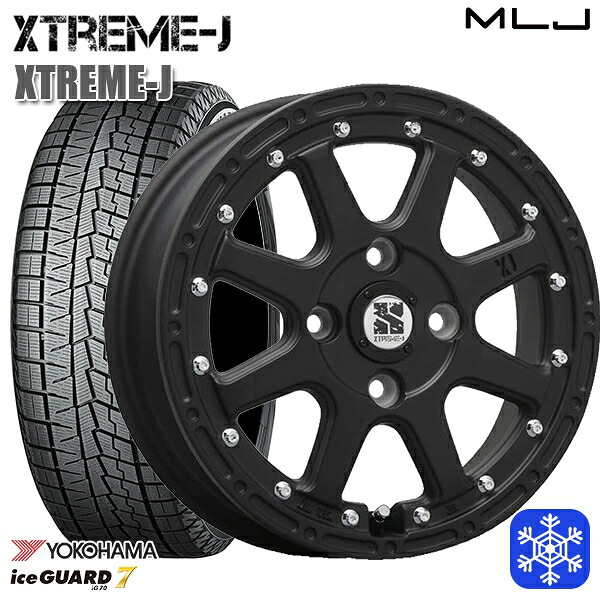 165/55R14 モコ ルークス 2024~2025年製 ヨコハマ アイスガード7 IG70 MLJ エクストリームJ フラットブラック 14インチ 4.5J 4H100 スタッドレスタイヤホイール4本セット|トレッド新横浜師岡店