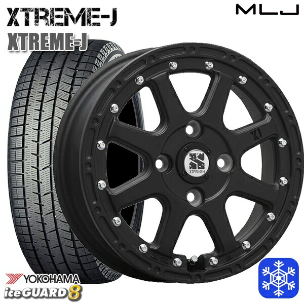 155/65R14 N-BOX タント 2025年製 ヨコハマ アイスガード8 IG80 MLJ エクストリームJ フラットブラック 14インチ 4.5J 4H100 新品 スタッドレス1台分4本セット