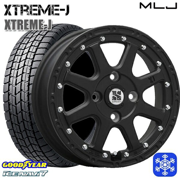 155/65R14 N-BOX タント 2024~2025年製 グッドイヤー アイスナビ7 NAVI7 MLJ エクストリームJ フラットブラック 14インチ 4.5J 4H100 スタッドレスタイヤホイール4本セット|トレッド新横浜師岡店
