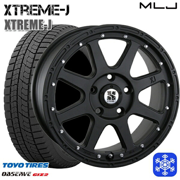 225/50R17 アテンザスポーツ エスティマ 2022～2023年製 トーヨー オブザーブ ギズ2 MLJ エクストリームJ フラットブラック 17インチ 7.5J 5H114.3 新品 スタッドレス1台分4本セット