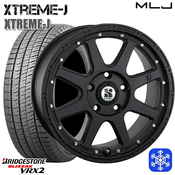 205/55R16 アクセラ リーフ 2025年製 ブリヂストン VRX2 MLJ エクストリームJ フラットブラック 16インチ 7.0J 5H114.3 スタッドレスタイヤホイール4本セット|トレッド新横浜師岡店
