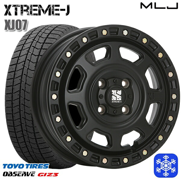 155/65R13 モコ ルークス 2024～2025年製 トーヨー オブザーブ ギズ3 MLJ エクストリームJ XJ07 サテンブラック 13インチ 4.0J 4H100 新品 スタッドレス1台分4本セット