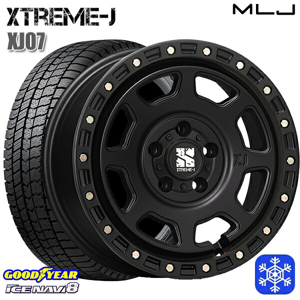 195/60R16 セレナ ステップワゴン 数量限定 2021年製 グッドイヤー アイスナビ8 NAVI8 MLJ エクストリームJ XJ07 サテンブラック 16インチ 7.0J 5H114.3 新品 スタッドレス1台分4本セット