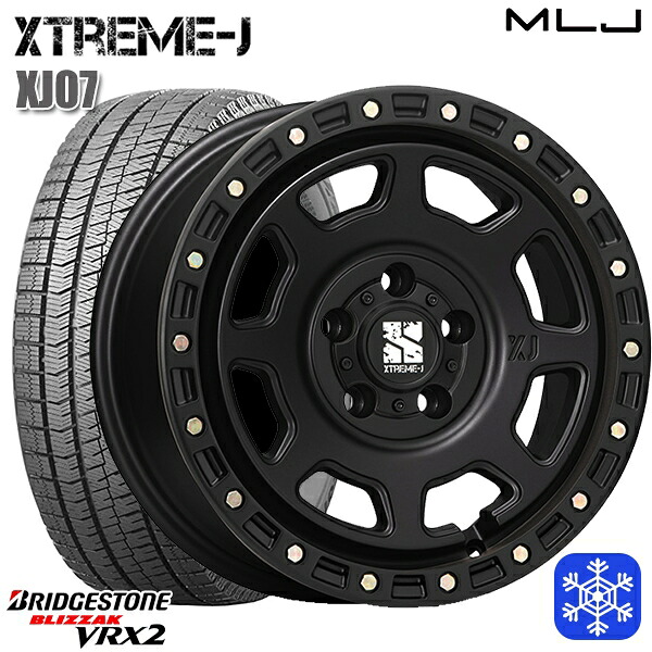 195/60R16 セレナ ステップワゴン 2023年製 ブリヂストン ブリザック VRX2 MLJ エクストリームJ XJ07 サテンブラック 16インチ 7.0J 5H114.3 スタッドレスタイヤホイール4本セット|トレッド新横浜師岡店