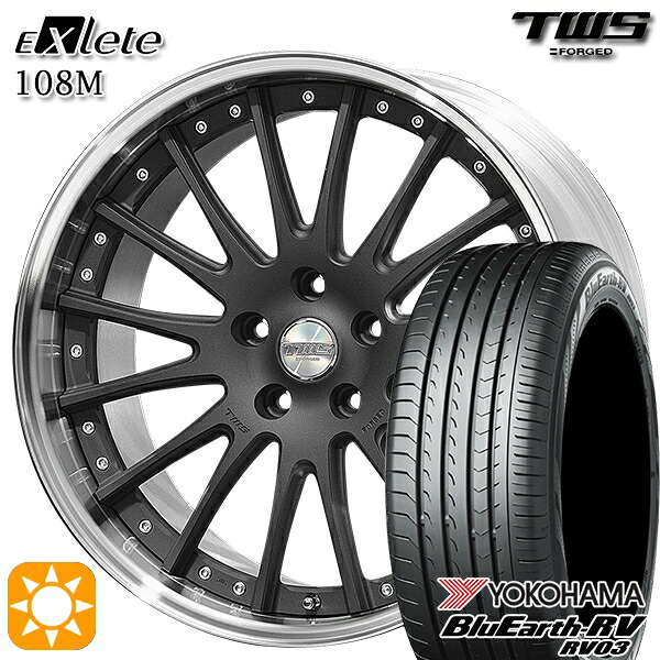 【取付対象】アウディ A6/A7(F2) 245/45R19 102W XL ヨコハマ ブルーアース RV03 TWS EXlete 108M フラットショットブラック 19インチ 8.0J 5H112 サマータイヤホイールセット