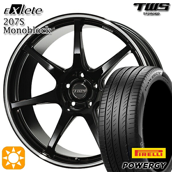 【取付対象】アウディ S4/A4 245/35R19 93Y XL ピレリ パワジー TWS EXlete 207S モノブロック グロスブラック/マシーンドリム 19インチ 9.5J 5H112 サマータイヤホイールセット