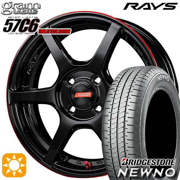 【取付対象】165/50R16 75V ブリヂストン ニューノ RAYS レイズ グラムライツ 57C6 TIME ATTACK EDITION BLJ 16インチ 5.5J 4H100 サマータイヤホイールセット