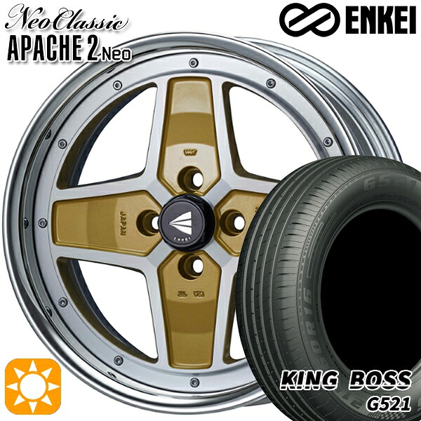 【取付対象】ライズ ロッキー 205/60R16 92V キングボス G521 ENKEI ネオクラシック アパッチ2 ネオ [Hi Disk] マシニングゴールド 16インチ 6.0J 4H100 サマータイヤホイールセット ｜トレッド新横浜師岡店