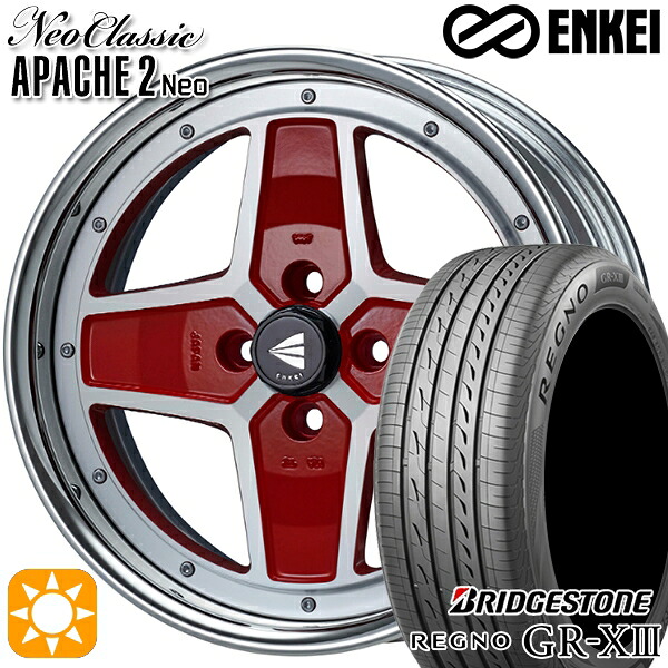 【取付対象】ライズ ロッキー 205/60R16 92V ブリヂストン レグノ GR-X3 ENKEI ネオクラシック アパッチ2 ネオ [Hi Disk] マシニングレッド 16インチ 6.0J 4H100 サマータイヤホイールセット