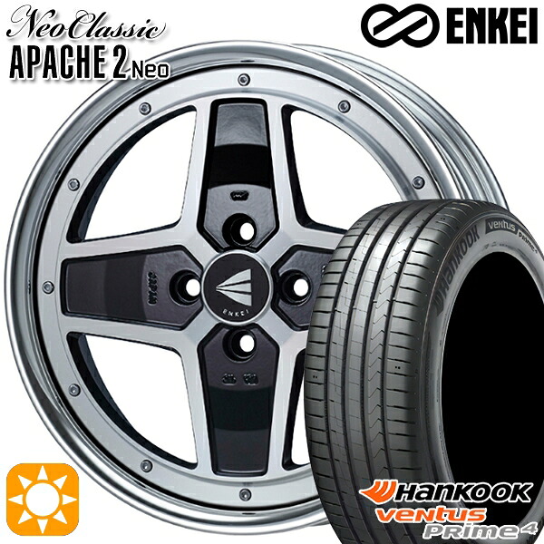 【取付対象】195/55R16 87V ハンコック veNtus PRime4 K135 ENKEI ネオクラシック アパッチ2 ネオ [Lo Disk] マシニングブラック 16インチ 6.0J 4H100 サマータイヤホイールセット ｜トレッド新横浜師岡店