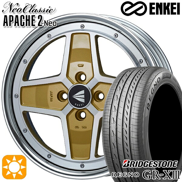 【取付対象】マツダ2 ノート 205/45R17 88W XL ブリヂストン レグノ GR-X3 ENKEI ネオクラシック アパッチ2 ネオ [Lo Disk] マシニングゴールド 17インチ 7.0J 4H100 サマータイヤホイールセット ｜トレッド新横浜師岡店