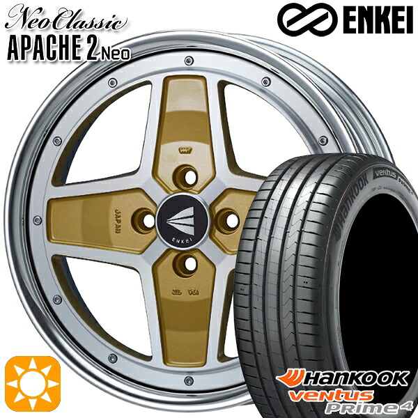 【取付対象】195/55R16 87V ハンコック veNtus PRime4 K135 ENKEI ネオクラシック アパッチ2 ネオ [Lo Disk] マシニングゴールド 16インチ 6.0J 4H100 サマータイヤホイールセット ｜トレッド新横浜師岡店