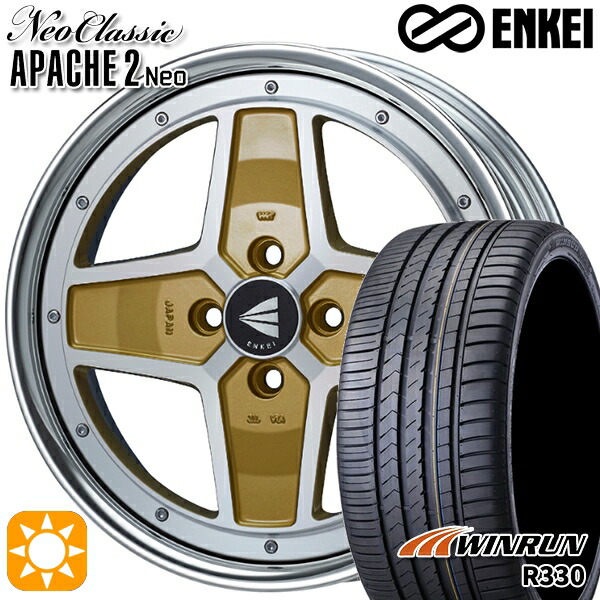 【取付対象】アクア ヤリス 195/45R17 85W XL ウィンラン R330 ENKEI ネオクラシック アパッチ2 ネオ [Lo Disk] マシニングゴールド 17インチ 6.5J 4H100 サマータイヤホイールセット