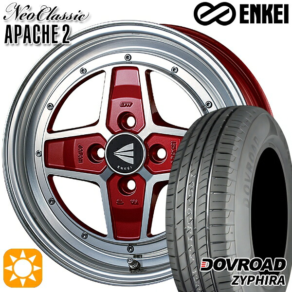 【取付対象】N-BOX ウェイク 165/55R15 75V DOVROAD ザイファイラ ENKEI エンケイ ネオクラシック アパッチ2 マシニングレッド 15インチ 5.0J 4H100 サマータイヤホイールセット ｜トレッド新横浜師岡店