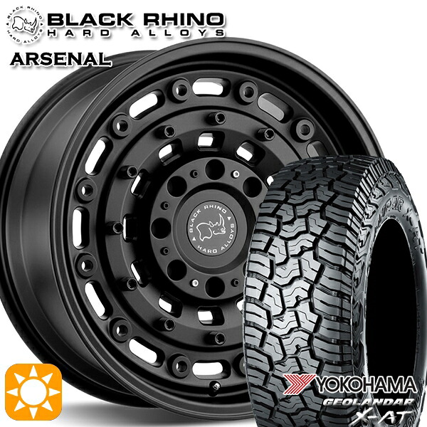 【取付対象】JEEPラングラー 265/65R17 ヨコハマ ジオランダー X-AT G016 ブラックライノ ARSENAL アーセナル TEXTURED MATTEBLACK 17インチ 8.0J 5H127 サマータイヤホイールセット ｜トレッド新横浜師岡店