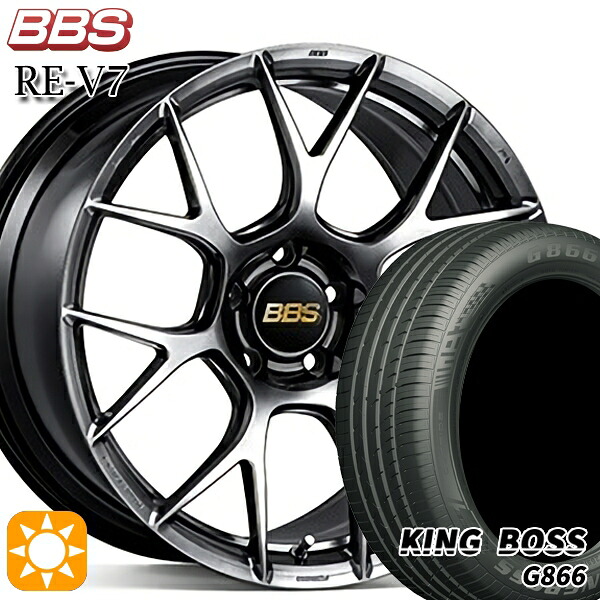 【取付対象】235/50R18 101W XL キングボス G866 BBS RE-V7 ダイヤモンドブラック（DB） 18インチ 7.5J 5H114.3 サマータイヤホイールセット