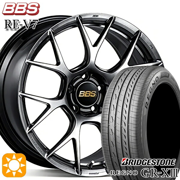 【取付対象】プリウスα クラウン 235/35R19 91W XL ブリヂストン レグノ GR-X3 BBS RE-V7 ダイヤモンドブラック（DB） 19インチ 8.0J 5H114.3 サマータイヤホイールセット