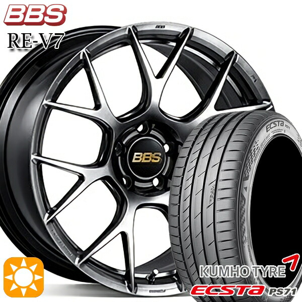 【取付対象】セレナ 215/40R18 89W XL クムホ エクスタ PS71 BBS RE-V7 ダイヤモンドブラック（DB） 18インチ 7.5J 5H114.3 サマータイヤホイールセット