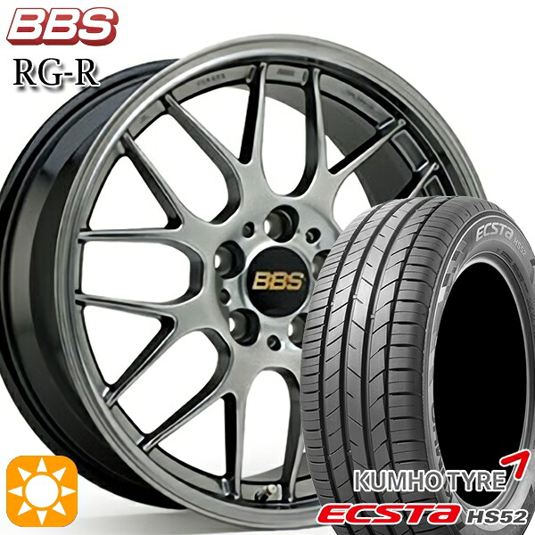 【取付対象】C-HR カローラクロス 215/60R17 100V XL クムホ エクスタ HS52 BBS RG-R ダイヤモンドブラック（DB） 17インチ 7.0J 5H114.3 サマータイヤホイールセット