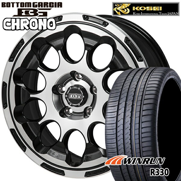 【取付対象】リーフ レヴォーグ 215/50R17 95W XL ウィンラン R330 コーセイ ボトムガルシア クロノ ブラックポリッシュ 17インチ 7.0J 5H114.3 サマータイヤホイールセット