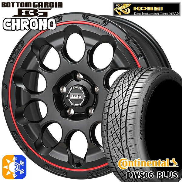 リーフ レヴォーグ 215/50R17 95W XL コンチネンタル DWS06+ コーセイ ボトムガルシア クロノ セミグロスブラック/レッドリム 17インチ 7.0J 5H114.3 オールシーズンタイヤホイールセット