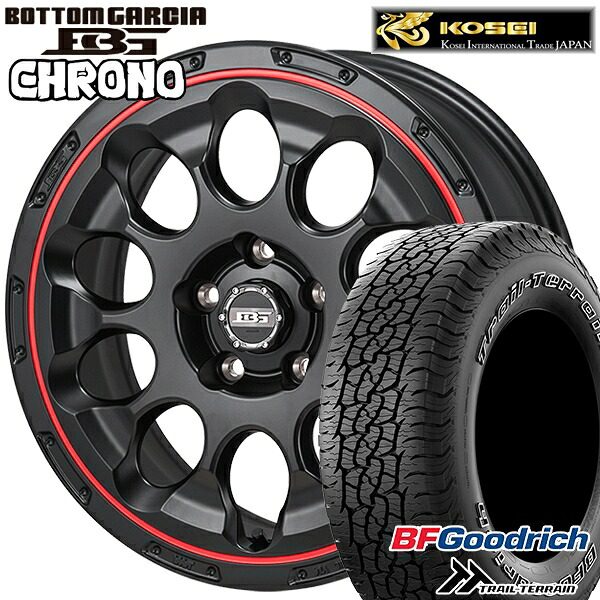 【取付対象】225/65R17 102T ORWL BFグッドリッチ トレールテレーン コーセイ ボトムガルシア クロノ セミグロスブラック/レッドリム 17インチ 7.0J 5H114.3 サマータイヤホイールセット