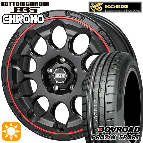 【取付対象】リーフ レヴォーグ 215/50R17 95W XL DOVROAD プロザックススポーツ コーセイ ボトムガルシア クロノ セミグロスブラック/レッドリム 17インチ 7.0J 5H114.3 サマータイヤホイールセット |トレッド新横浜師岡店