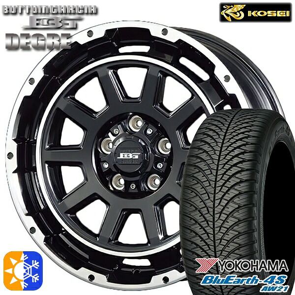 225/60R17 103V ヨコハマ ブルーアース 4S AW21 コーセイ ボトムガルシア ディグレ ブラックポリッシュ 17インチ 7.0J 5H114.3 オールシーズンタイヤホイールセット |トレッド新横浜師岡店