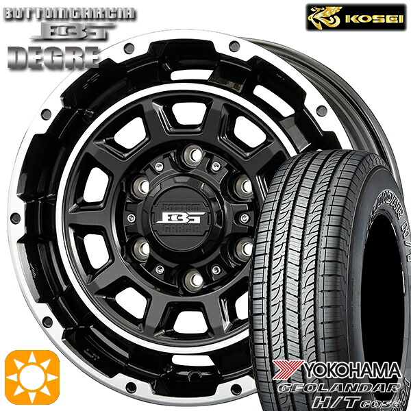 【取付対象】195/80R15 107/105L ヨコハマ ジオランダーH/T G056 コーセイ ボトムガルシア ディグレ ブラックポリッシュ 15インチ 6.0J 6H139.7 サマータイヤホイールセット