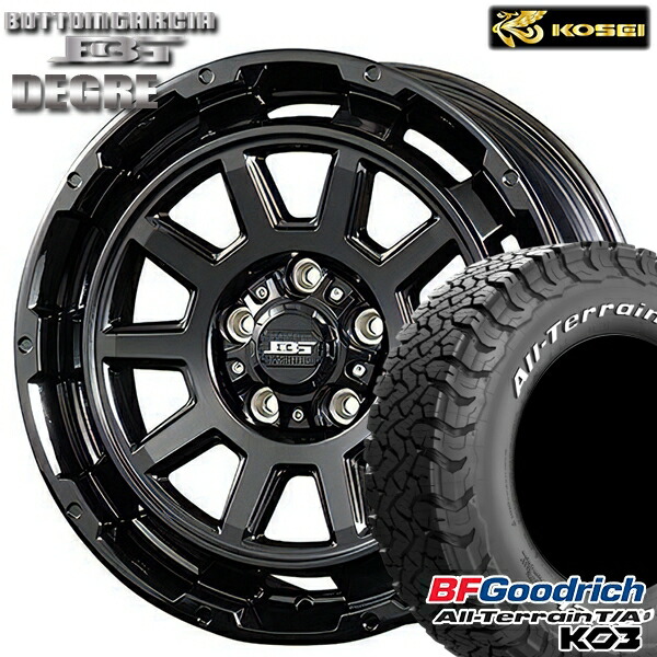 【取付対象】235/70R16 110/107S RWL BFグッドリッチ オールテレーン T/A KO3 コーセイ ボトムガルシア ディグレ グロッシーブラック 16インチ 6.5J 5H114.3 サマータイヤホイールセット |トレッド新横浜師岡店
