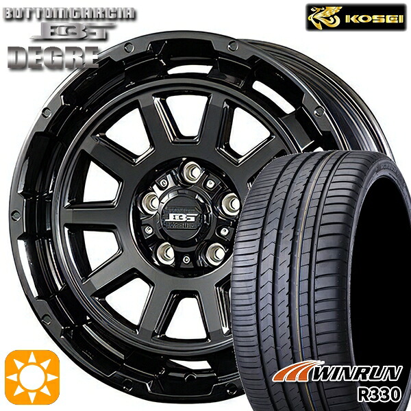 【取付対象】225/50R17 98W XL ウィンラン R330 コーセイ ボトムガルシア ディグレ グロッシーブラック 17インチ 7.0J 5H114.3 サマータイヤホイールセット