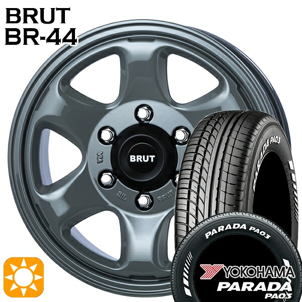 【取付対象】215/65R16C 109/107S ヨコハマ パラダ PA03 ホワイトレター BRUT ブルート BR-44 コンクリート 16インチ 6.5J 6H139.7 サマータイヤホイールセット