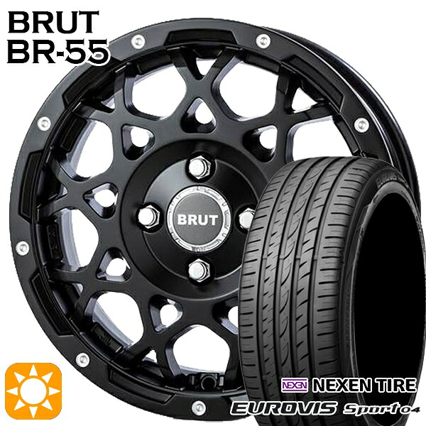 【取付対象】165/60R14 75H ロードストーン ユーロビズ Sport 04 BRUT ブルート BR-55 ミルドサテンブラック 14インチ 5.0J 4H100 サマータイヤホイールセット ｜トレッド新横浜師岡店