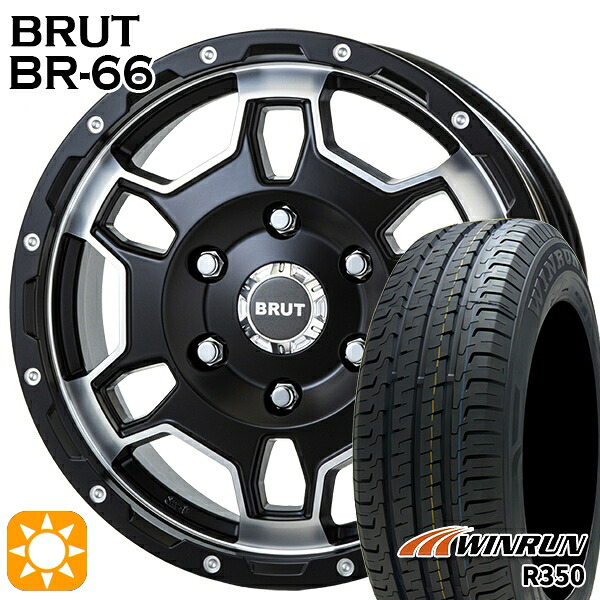 【取付対象】215/65R16 109/107R ウィンラン R350 BRUT ブルート BR-66 ミリタリーブラック 16インチ 6.5J 6H139.7 サマータイヤホイールセット