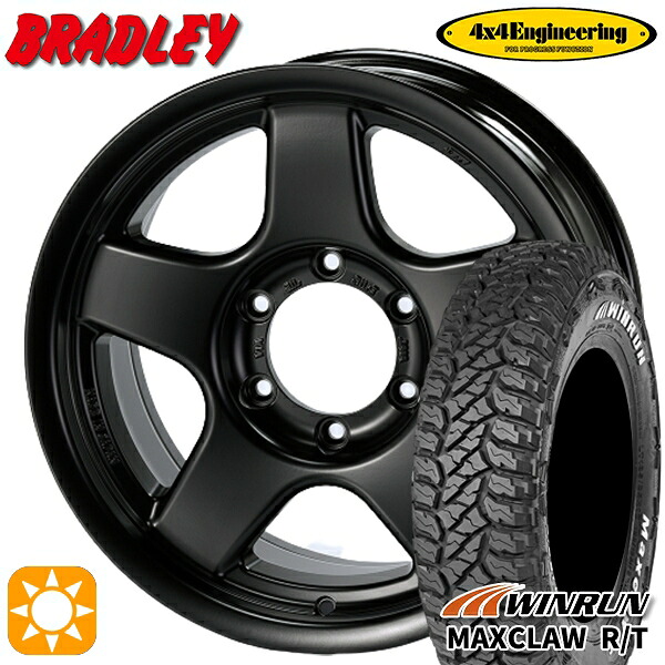 【取付対象】ジムニー 185/85R16 105/103N ウィンラン マックスクロウ R/T ホワイトレター 4x4エンジニアリング ブラッドレーV マットブラック 16インチ 5.5J 5H139.7 サマータイヤホイールセット |トレッド新横浜師岡店