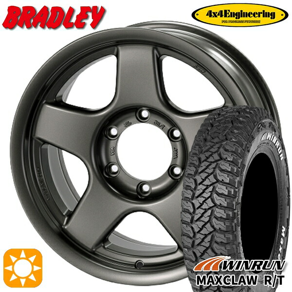 【取付対象】ジムニー 185/85R16 105/103N ウィンラン マックスクロウ R/T ホワイトレター 4x4エンジニアリング ブラッドレーV マットガンメタリック 16インチ 5.5J 5H139.7 サマータイヤホイールセット |トレッド新横浜師岡店