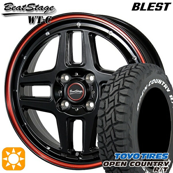 【取付対象】155/65R14 75Q トーヨー オープンカントリー R/T ホワイトレター ブレスト ビートステージ WT-C ブラックレッドライン 14インチ 4.5J 4H100 サマータイヤホイールセット