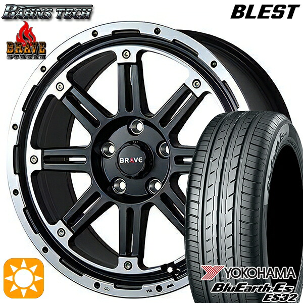 【取付対象】205/60R16 92H ヨコハマ ブルーアース ES32 ブレスト バーンズテック ブレイブ ストリーム セミグロスブラック 16インチ 7.0J 5H114.3 サマータイヤホイールセット ｜トレッド新横浜師岡店