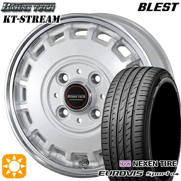 【取付対象】165/60R14 75H ロードストーン ユーロビズ Sport 04 ブレスト バーンズテック KTストリーム パールホワイト 14インチ 4.5J 4H100 サマータイヤホイールセット