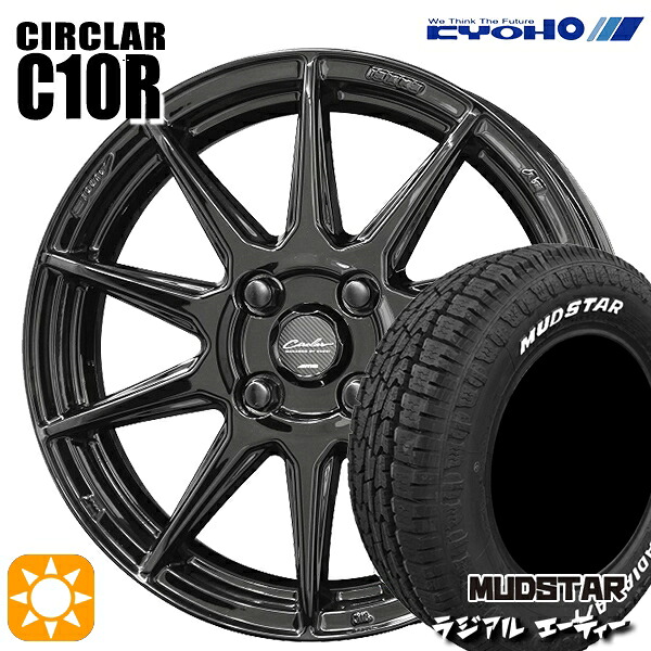 【取付対象】フィット アクア 175/65R15 88H XL マッドスター ラジアル A/T ホワイトレター KYOHO サーキュラー C10R グロスブラック 15インチ 5.5J 4H100 サマータイヤホイールセット |トレッド新横浜師岡店