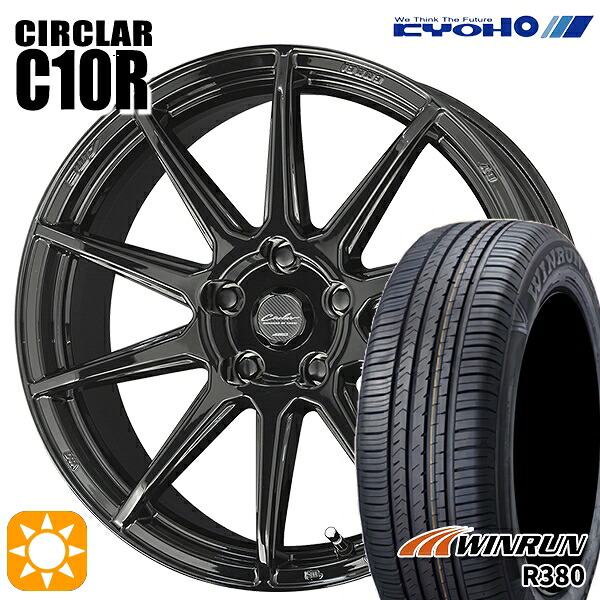 【取付対象】225/60R17 99V ウィンラン R380 KYOHO サーキュラー C10R グロスブラック 17インチ 7.0J 5H114.3 サマータイヤホイールセット 48,420円