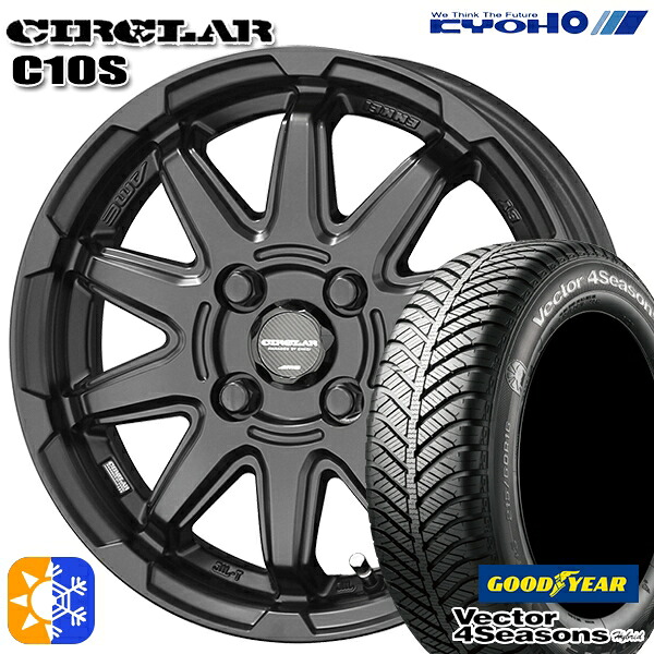 195/50R16 84H グッドイヤー ベクター フォーシーズンズ KYOHO サーキュラー C10S 16インチ 6.0J 4H100 マットブラック オールシーズンタイヤホイールセット |トレッド新横浜師岡店