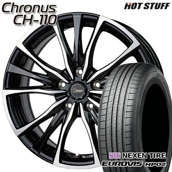 【取付対象】195/65R15 ネクセン ロードストーン ユーロビズ HP02 HotStuff ホットスタッフ クロノス CH-110 15インチ 6.0J 5H114.3 サマータイヤホイールセット